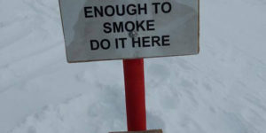 Smoking signs in Austrian ski-area.