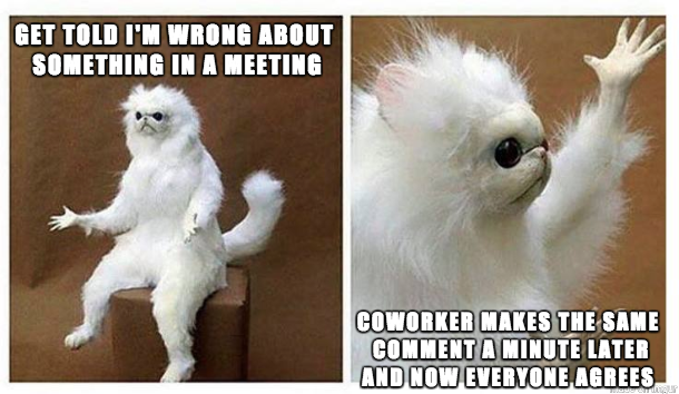 I just don't talk in meetings anymore