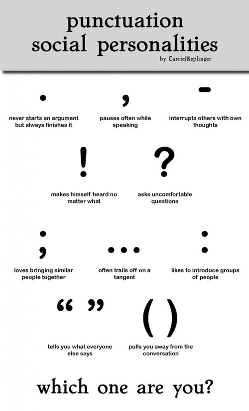 Punctuation personalities.