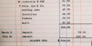 Cost of a wedding  circa 1957