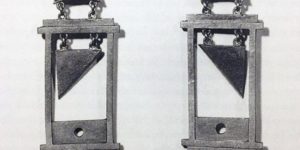 Guillotine earrings were very popular during The Reign of Terror in France, or so it’s alleged.