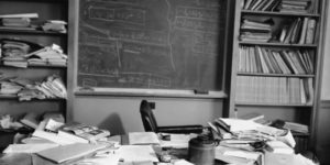 Einstein’s desk hours after he died and his Unified Field Theory which was to summarize all physical forces …