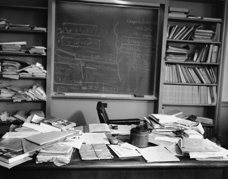 Einstein's desk hours after he died and his Unified Field Theory which was to summarize all physical forces ...