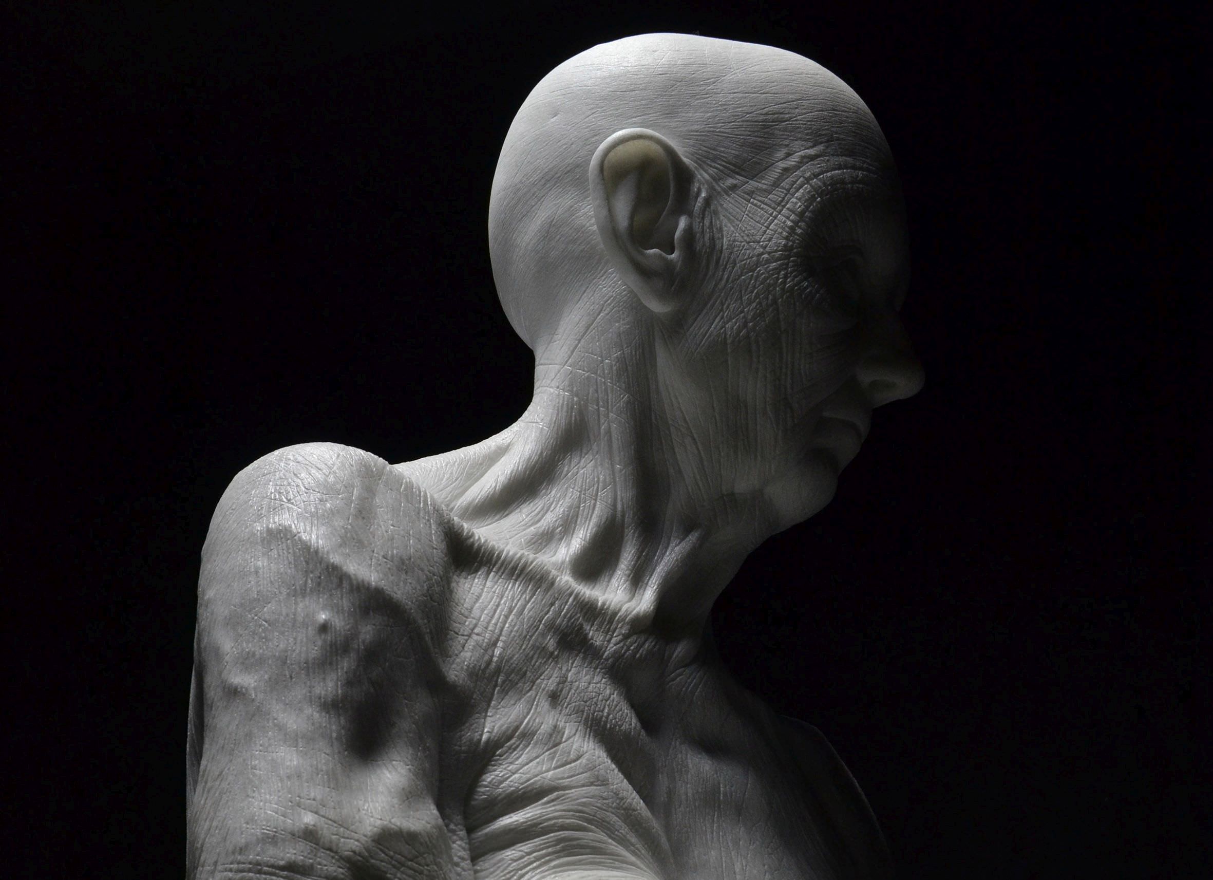 Skin texture carved in marble.