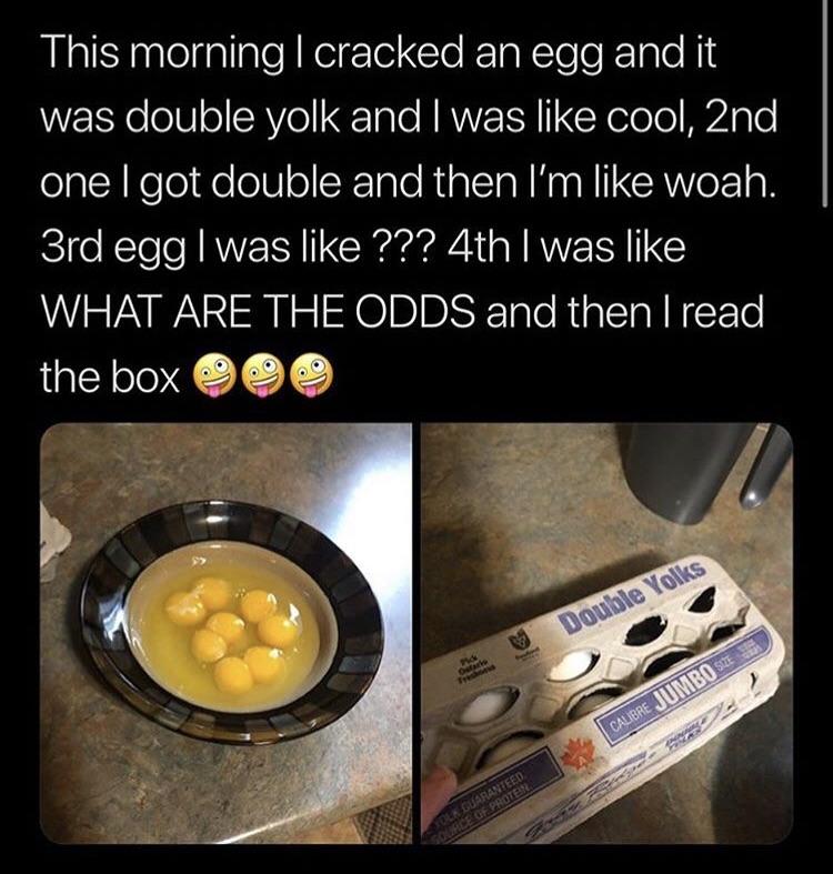 What an odd carton of eggs...