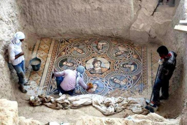 Stunning Ancient Greek mosaic that was uncovered in southern Turkey, near the border with Syria.