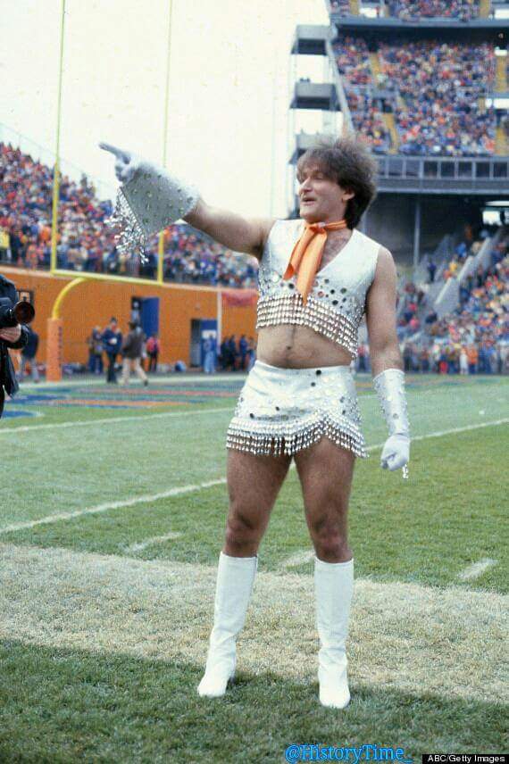 Robin Williams as a Bronco cheerleaders 1979