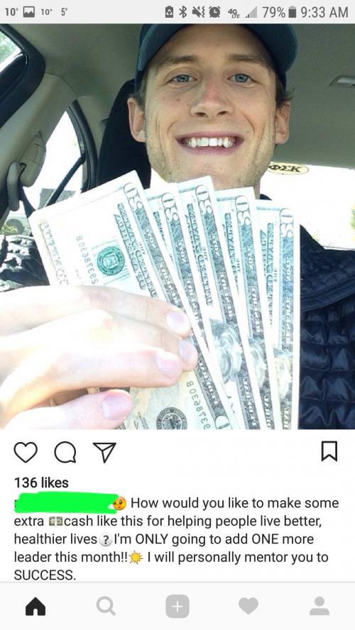 This cool guy mirrors his pics to make his $20s look like $50s
