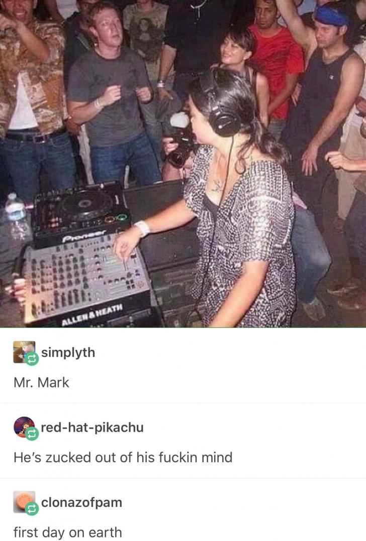 Mr. Mark's first day on earth.
