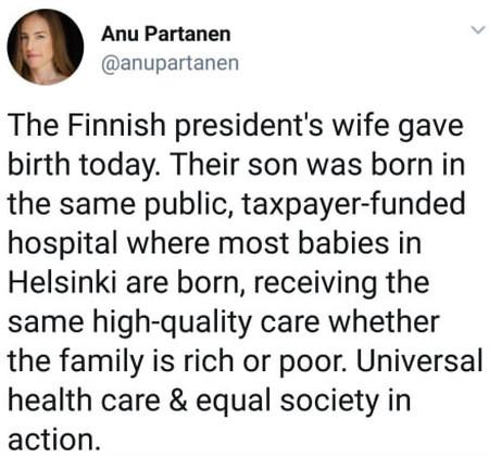When the Finnish President's wife gives birth.