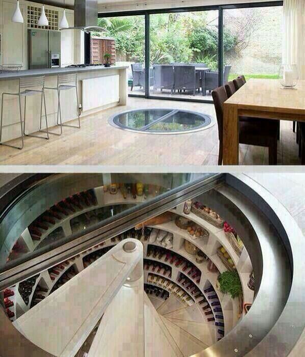 Kitchen that has an underground Fridge