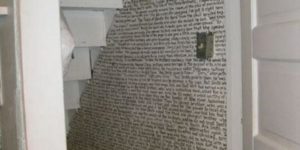 The entire first chapter of Harry Potter written under the stairs.