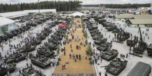 Russia opened a ‘Military Disneyland’ called Patriot Park, where visitors, including children, can ride in tanks, shoot guns and buy and sell military gear.