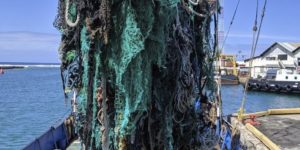 40 tons of loose fishing nets retrieved from the Pacific Ocean