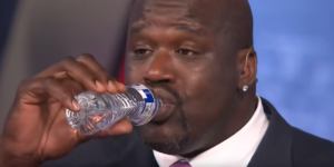 Shaq makes a water bottle look like a tube of chapstick