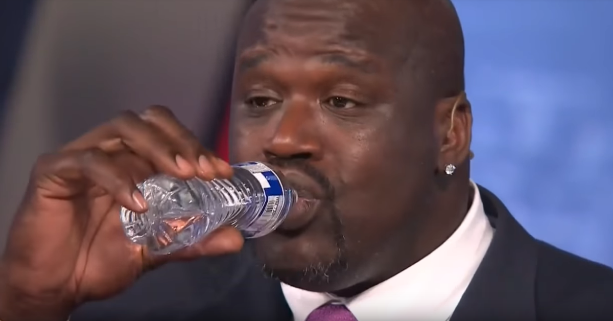 Shaq makes a water bottle look like a tube of chapstick