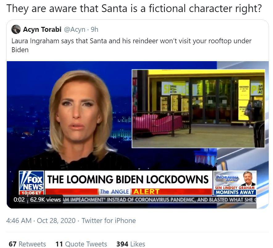 No Santa for you! - the Santa nazi, probably. 