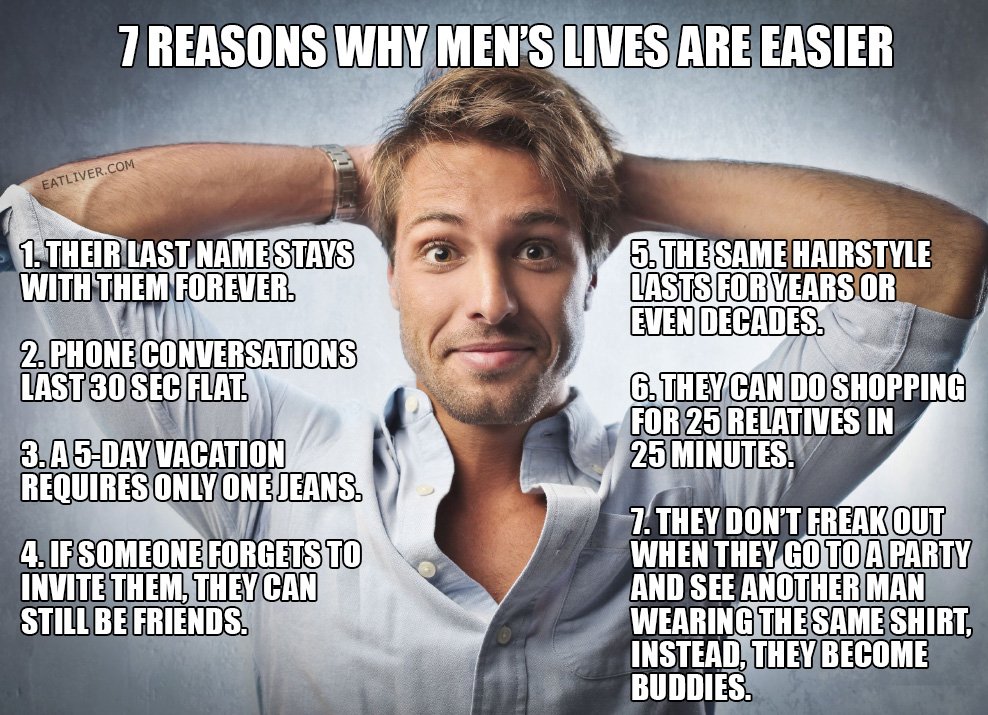 Seven reasons men's lives are easier.