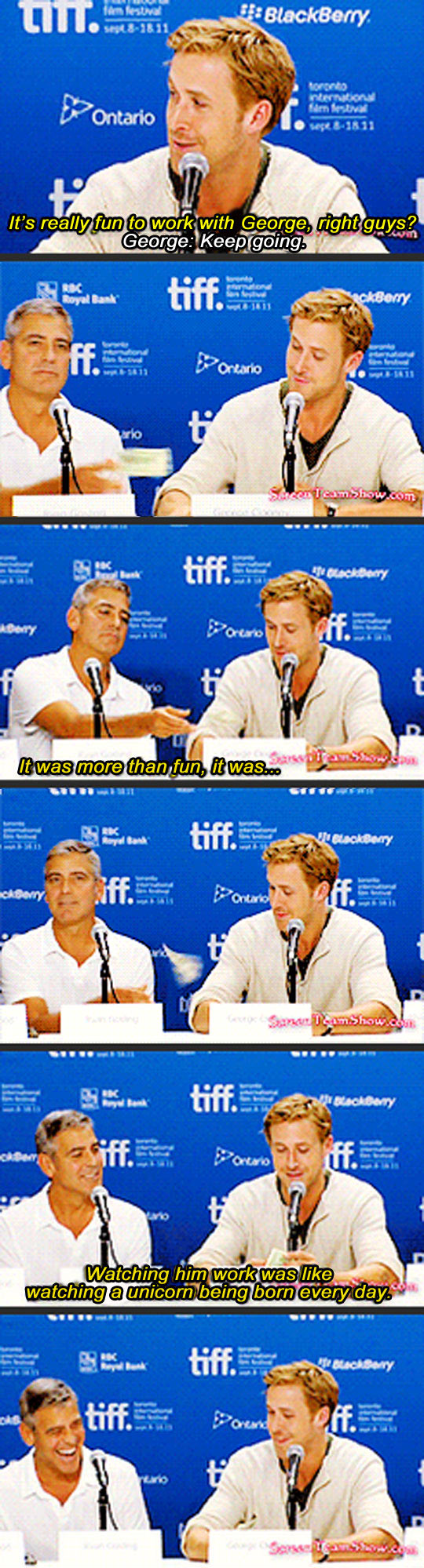 Ryan Gosling working with George Clooney. 