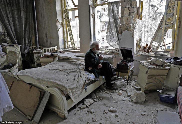 An Old man in Syria having a peaceful moment