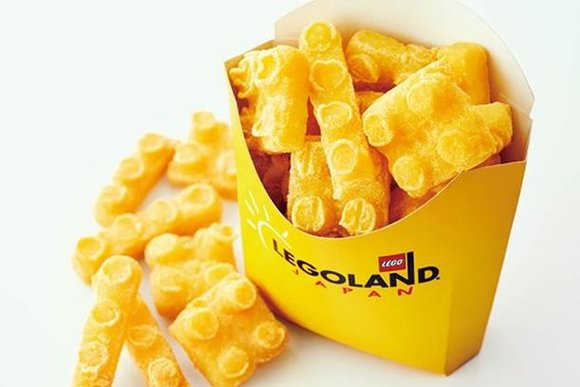Lego-shaped french fries at Legoland Japan