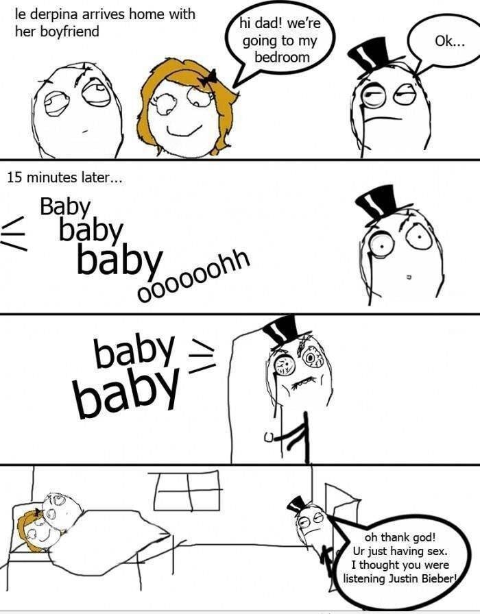 Dad, we're going to me bedroom