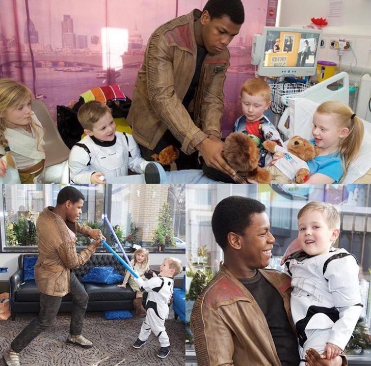 John Boyega visits a hospital as Finn