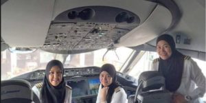 An all-female crew lands an airliner into a country they’re not allowed to drive in.