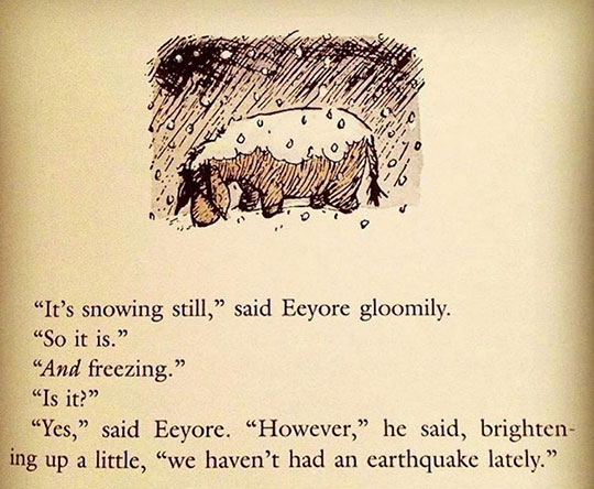 It's snowing still, said Eeyore