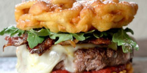 The funnel cake bacon cheese burger