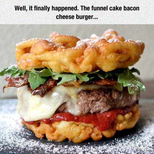 The funnel cake bacon cheese burger