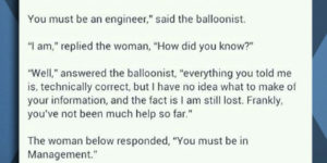 A man in a hot air balloon gets lost…