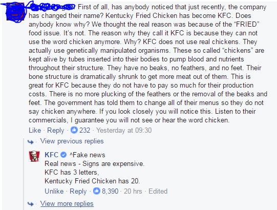 KFC Combating Fake News