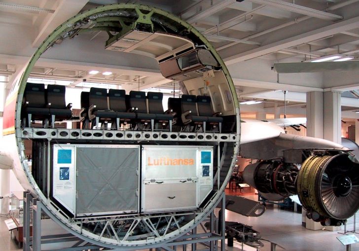 Cross section of a commercial airplane.