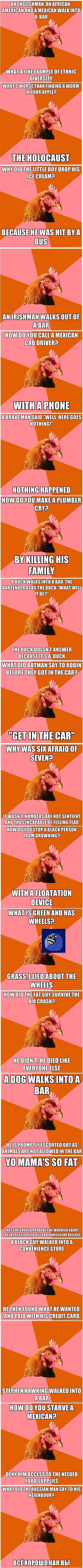 Anti-joke chicken never stops not joking.