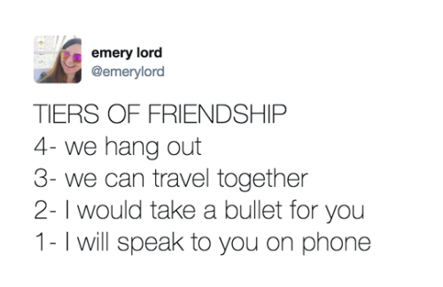 Tiers of friendship.