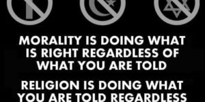 Morality vs. religion.