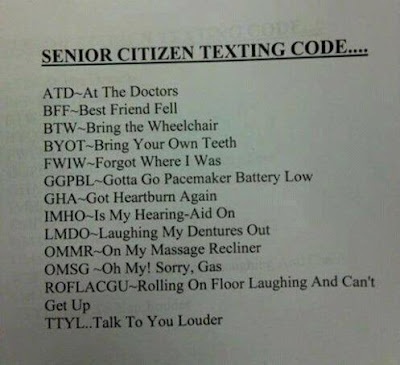 Senior citizen texting code.