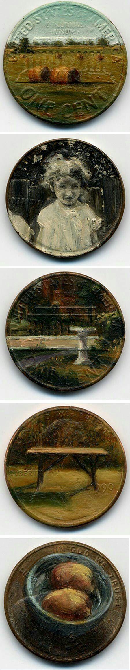 Beautiful paintings on pennies