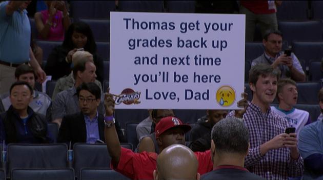 Dad of the Year candidate at the Cavs vs Hornets game