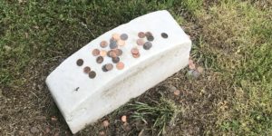 The tomb over John Wilkes Booth is covered in Lincoln one cent coins.