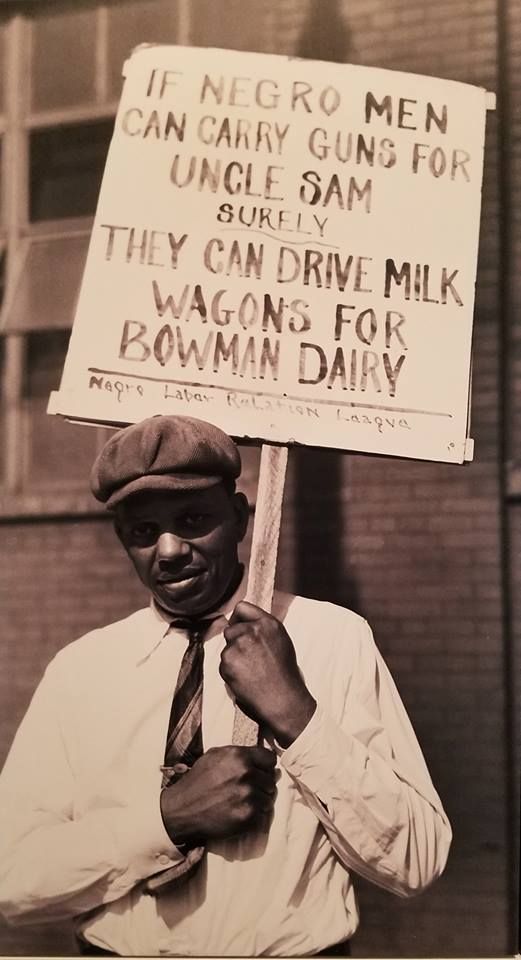 African American protestor in Chicago, 1941.