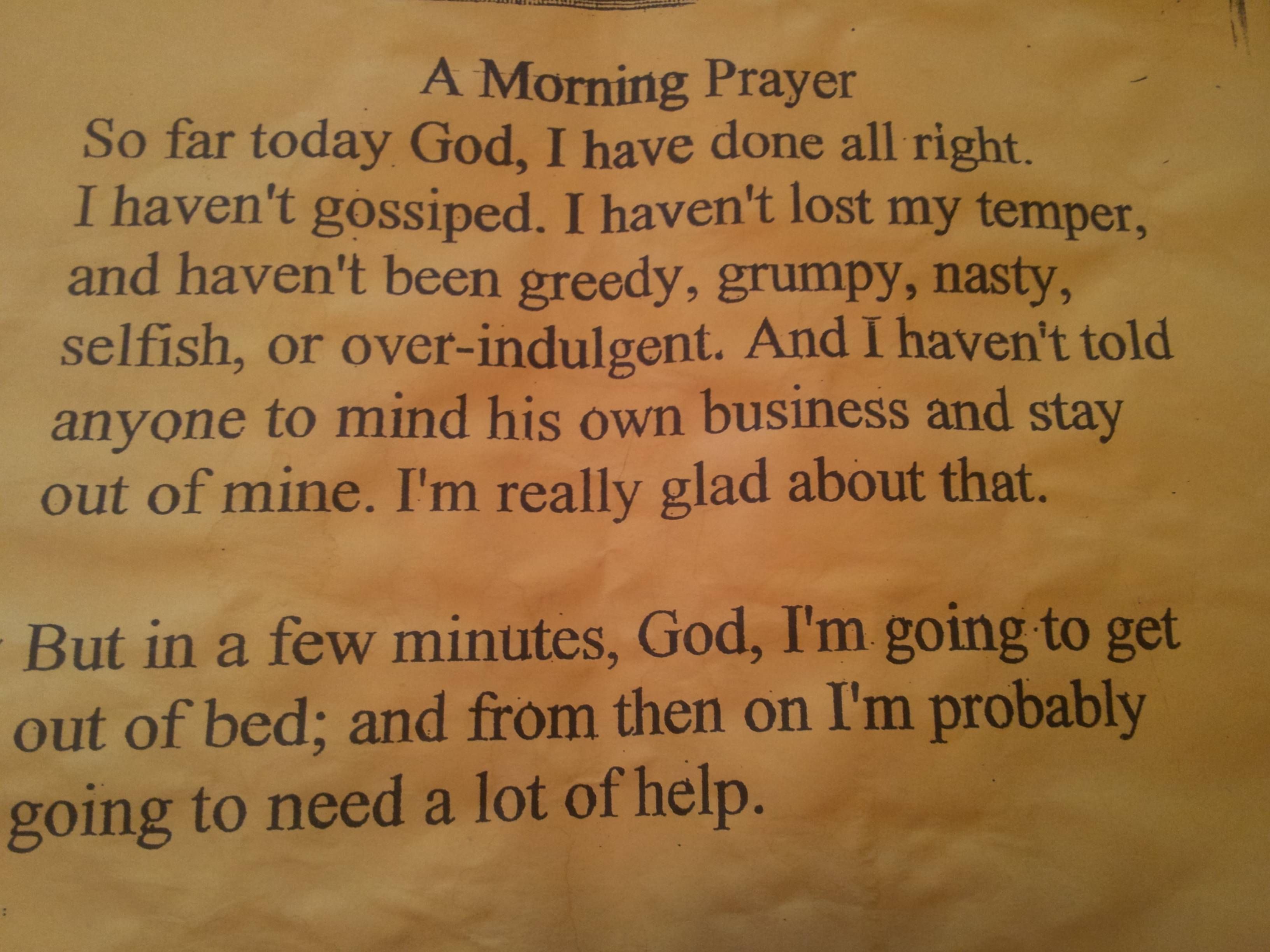 A morning prayer.