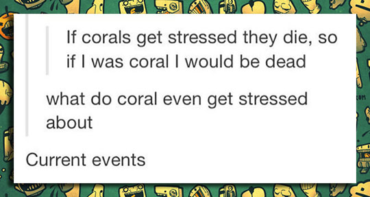 If corals get stressed, they die.