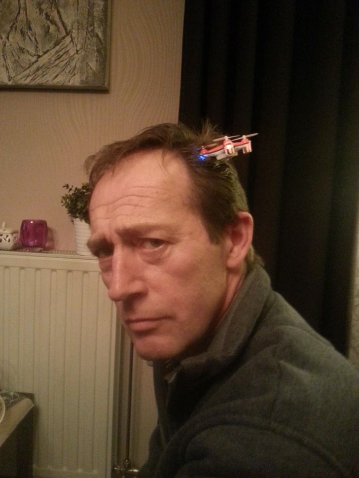 Was trying to land my quadcopter on my dad's head