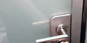 This windowed door turns opaque whenever you lock it.