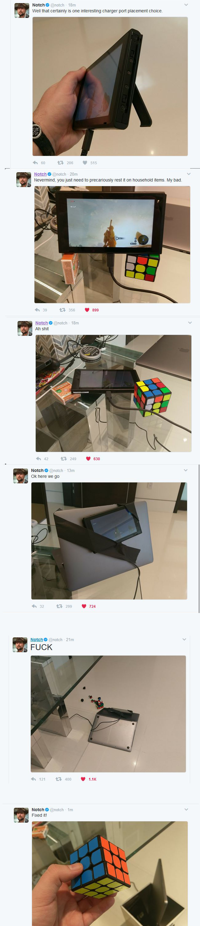 Notch with his Nintendo Switch