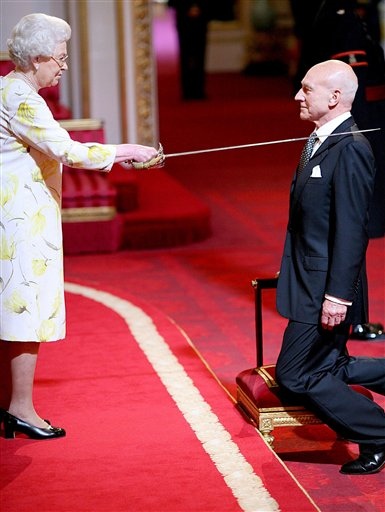Sir Patrick Stewart being knighted