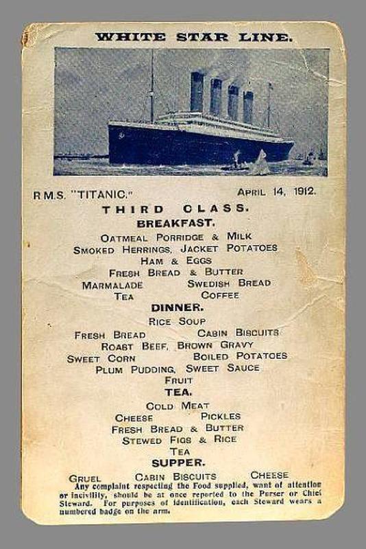 A taste of the Titanic, circa April 14, 1912.