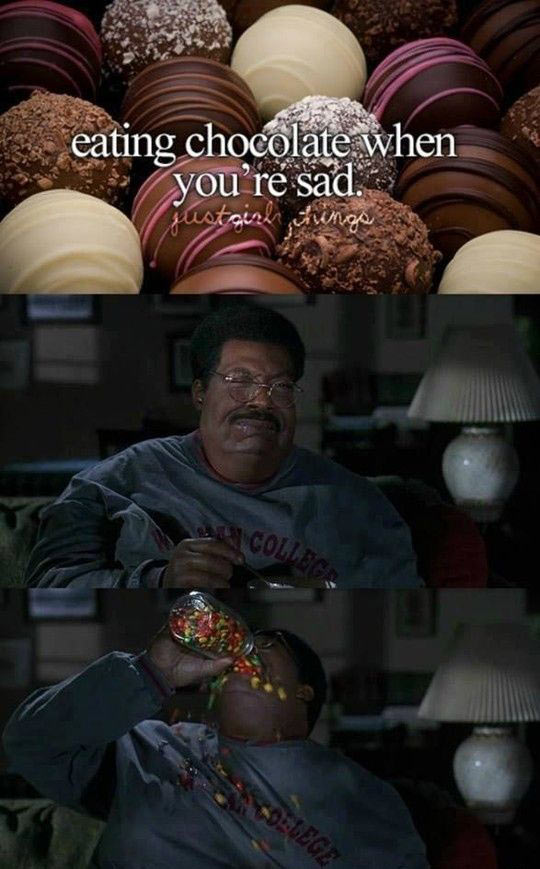 Eating chocolate when you're sad..